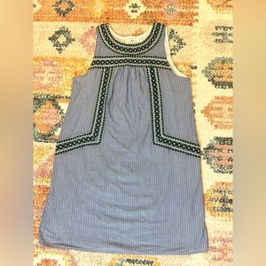 Vineyard Vines Small Blue Yarn Dye Stripe Embroidered Shift Dress